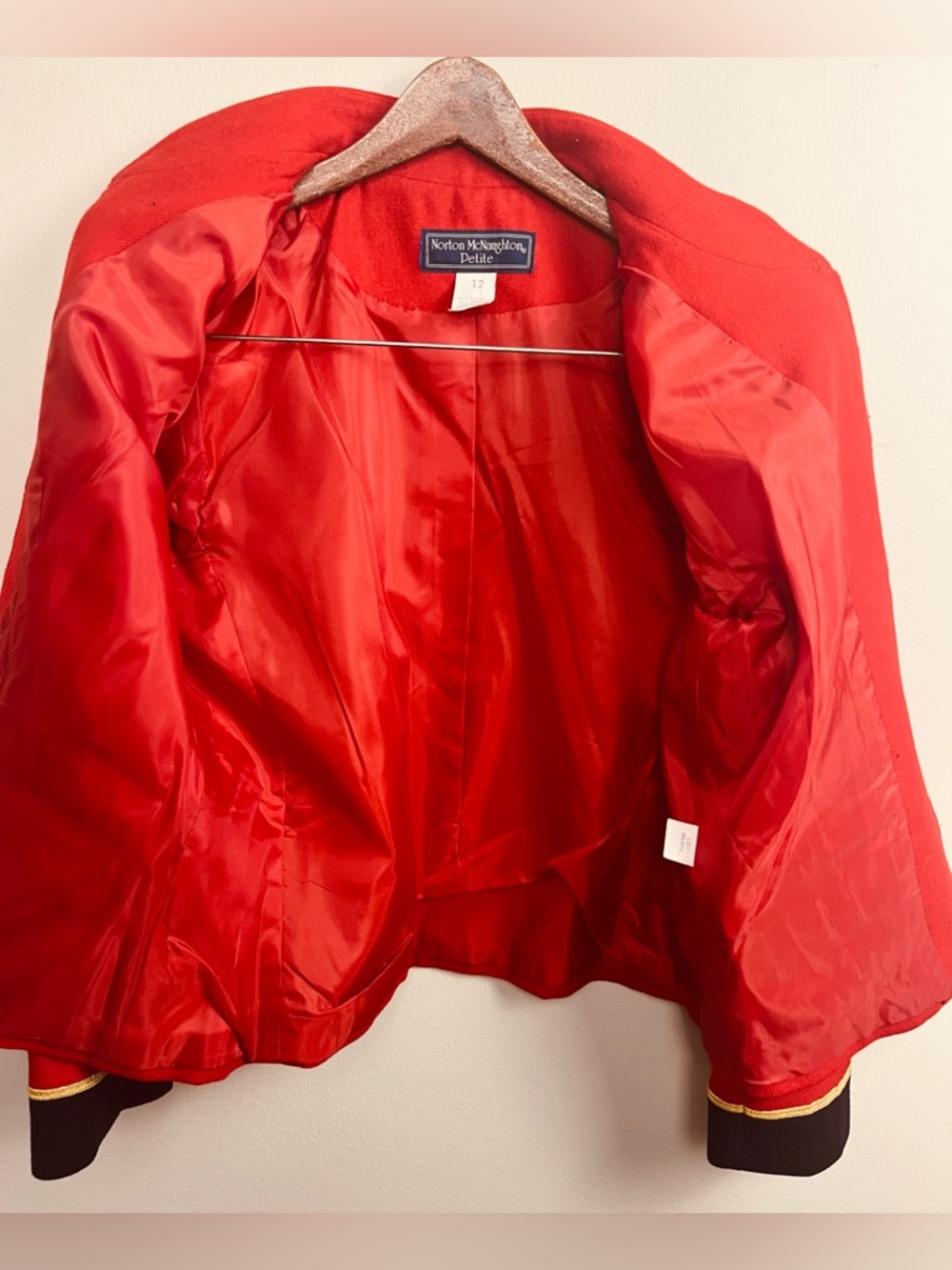Vintage Norton McNaughton Red Petite Blazer – Military-Inspired – Size 12 - Picture 9 of 15